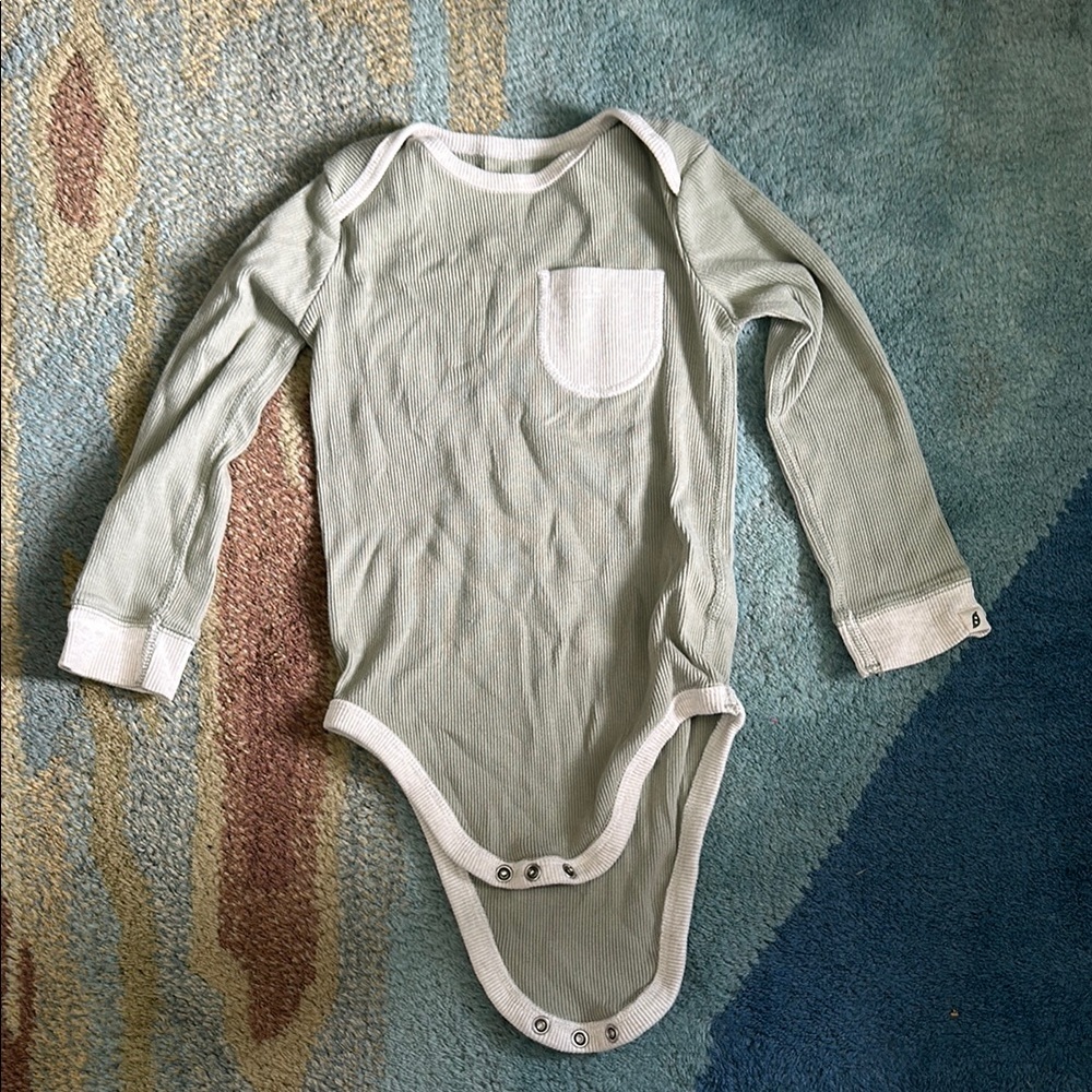 Sage Green Long Sleeve Baby Bodysuit